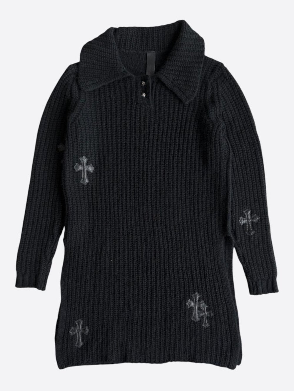 Chrome Hearts Black Patch Cashmere Sweater Dress
